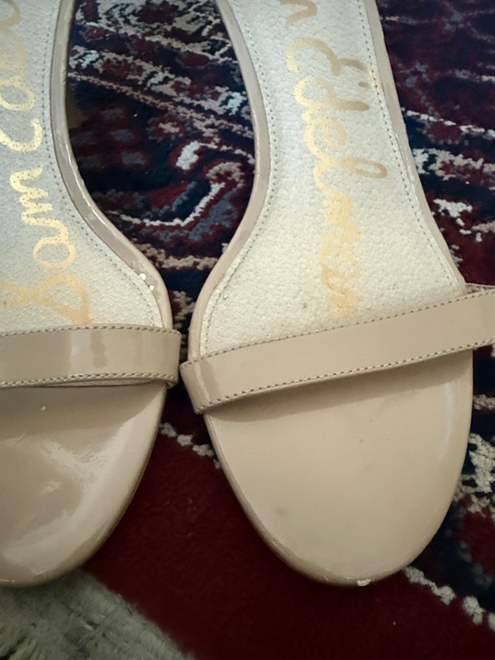 Sam Edelman Beige Tan Ankle-Strap Heeled Sandals size 7.5 Wide - Picture 6 of 6